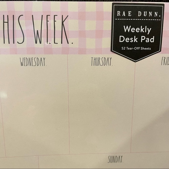 Rae Dunn THIS WEEK Pink Weekly Desk Pad & WRITE Ceramic Square Container NEW!! - Picture 4 of 5
